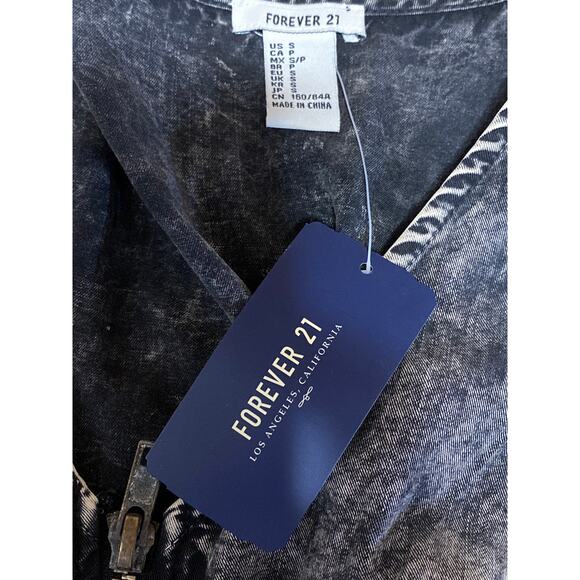 NEW Forever 21 Gray V-Neck Sleeveless Zip Up Mini A-Line Tank Denim Dress Size S - Picture 3 of 4